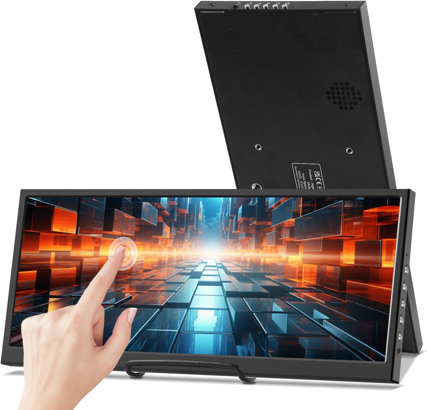 Prechen 12.3 Inch Touchscreen Secondary Monitor, IPS Stretched Bar LCD Travel Touch Display 1920 * 720 HDMI USBC, Portable Touch Screen for Laptop Computer Windows GPU CPU RAM Monitoring