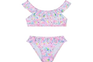 POWER FLOWER Maillot de Bain pour Filles Ensemble Bikini Deux Pièces Tankini Sets Maillot de Bain pour Filles 2-14 Ans