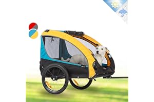 Klarfit Dog Bike Trailer, Bicycle Trailer Pet Carrier On Wheels, 600D Canvas Dog Carrier for Bike w/Reflectors