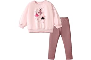 TCWWBB Girls' Clothing Set Long Tops Children's Clothing Cotton Long Sleeve Sweatshirt Top + Leggings Skirt Trousers Unicorn Outfits Clothing Set Children 2 Piece Set Size 1-7 Years 92 98 104 110 116