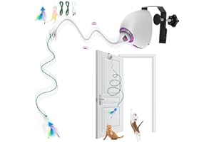PUHOHUN Jouet Interactif à Plumes pour Chat, Appât électrique Rechargeable, Jouet Automatique en Corde et en Plumes pour Chaton