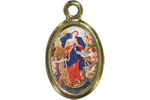 Ferrari & Arrighetti Medaglia Madonna Che scioglie i Nodi in Metallo Dorato e Resina - 2,5 cm (Confezione da 10 Pezzi)