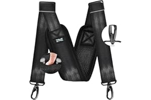ZINZ 77 Pulgadas Correa de Hombro, Correa de Bolsa Universal con Cojín Fijo Ultra Grueso y Hebillas de Doble Equilibrio para Bolsa de Hombro, Equipaje, Cámara, Bandolera, etc - Negro