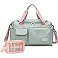 Small Gym Bag for Women, Travel Duffle Bag Carry On Weekender Bag with Shoe Compartment, 05#Green, Gym Bag & Toiletry Bag, Gym Bag&toiletry Bag