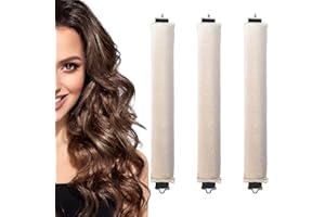 PWEINCY 3PCS Sleep In Heatless Curlers No Heat Curler Roller for Long Medium Hair Overnight Heatless Curls Curling Rod for Big Waves, Soft Velvet Thick Flexi Rods with Hook (Beige)