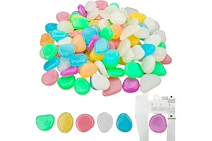 Heanvmyss Piedras Luminosas,300 Piezas Guijarros Luminosos de Colores,Guijarros que Brillan en la Oscuridad,Adoquines Brillantes Decorativas para Césped,Jardín,Acuario,Piscina,Habitación Infantil(1cm)