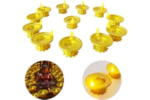 MOONLIGHT MILES 12 PCS Water Sensor LED Diya for Diwali Decoration,Battery Operated Candles,Gift for Pooja,Religious Temple,Home Decor Festivals