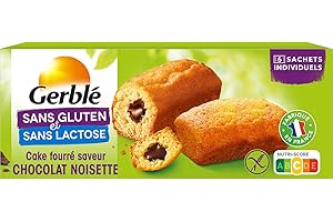 Gerblé Cake Fourré Chocolat Noisette – Sans Gluten & Sans Lactose – Goûter Moelleux et Fondant à Emporter, 6 Cakes Individuels, 210 g