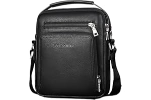 Hjkiopc Borsello Uomo Pelle Tracolla Casual Borsa a Spalla da Uomo Borselli da Lavoro Piccolo Messenger Bag per ufficio,Viaggio,Vita quotidiana, creatività regalo per la festa del papà (C- nero)