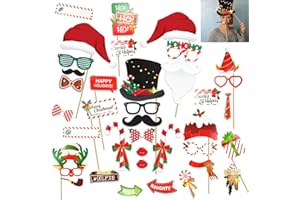 DTYGUIXE Christmas Photo Props, Pack of 59 Photo Booth Props Decorations Christmas Photo Box Accessories Party Photo Booth Props for Party Accessories, Birthday Party, Photo Props