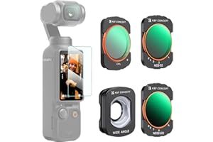K&F Concept Kit Filtros Magnéticos Polarizador CPL+Variable ND2-32 + Gran Angular Lente+ Variable ND32-512 para dji OSMO Pocket 3, Filtro Magnético Compatible con dji Osmo Pocket 3 Creator Combo