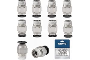 XINKYD PC4-M10 Stecker,10pcs PC4 M10 Connector, PC4-M10 Pneumatik Verbinder,Push In Quick Fitting Connector, Gerader Pneumatischer PC4 -M10 Stecker, Schnellverbinder Einstecken für 3D Drucker