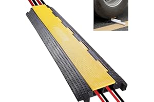 BWKJMY 2 Channel Floor Cable Protector Cord Cover 11000Lbs Load Capacity with Yellow Plastic Lid cable cover outdoor Cable Protector for Garage,Highway,Ramp