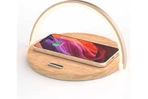 ‎COLSUR COLSUR Tischlampe Kabellos mit 15W Wireless Charger, 3-in-1 Nachttischlampe mit USB-C Quick Charge und 3 Stufige Helligkeit, Touch Dimmbar und Smartphone Halter für Wohnzimmer Schlafzimmer