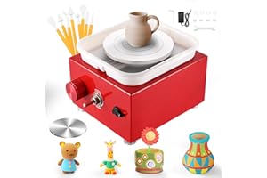 JRADSE Torno de Alfarero, torno eléctrico para cerámica de 0-2000 RPM con 8 herramientas para arcilla, 2 platos giratorios, velocidad ajustable para bricolaje, hogar, escuela y manualidades artísticas.