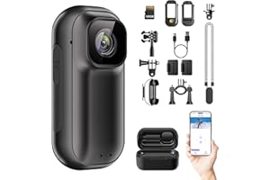 ONKELYIM Mini Action Camera 4K WiFi -128GB Wearable Body Camera, Magnetic Lanyard, Thumb Size Hands Free Recording Body Worn Camera for Pets, Travel, Work, Water Sports, Outdoor Adventures