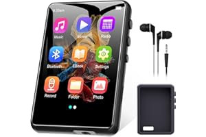 ZAQE 64 GB Reproductor MP3 Bluetooth 5.3, 2,4" Ecrã Tátil MP3 Reproductor Portátil com Altifalante Interior, Gravador De Voz, rádio FM, Suporte até 128 GB (Negro)