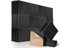 PAAUZOENG Lot de 50 autocollants en mousse acoustique, isolation acoustique, isolation phonique, pour podcasts, studio d'enregistrement de podcast, réduction des carreaux écho pour plafonds au bureau à domicile