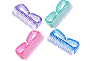 hupos Handle Grip Nail Brush, Fingernail Scrub Cleaning Brushes for Toes and Nails Cleaner, Pedicure Brushes for Men and Women 4 Pack by NATUREBELLE