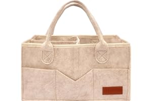 SHAROM Essential Baby Caddy for Newborns. Spacious, Sturdy & Portable Diaper and Nappy Caddy for Newborn Essentials, Nursery Storage Basket & Organiser for Baby Shower Gifts & Registry Must-Haves Khaki