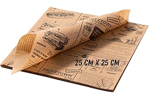 ‎FRITZTOWN FRITZTOWN Deli Paper | Unbeschichtetes Einschlagpapier für Burger, Sandwich & BBQ | Fettabweisendes Food Paper | Perfekt für Street Food & Delikatessen (25x25 cm, 200 Blatt)