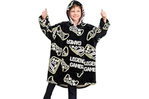 Piefry Sudadera con Capucha Gamer para Niños, Manta con Capucha de Gran Tamaño para Adolescentes
