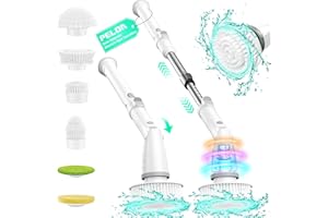 Electric Spin Scrubber Cleaning Brush: Pelda 6 in 1 Cordless Cleaner with Replaceable Heads & Adjustable Extension Handle, High-Speed Electric Scrubbing Brush for Bathroom, Kitchen & Floor