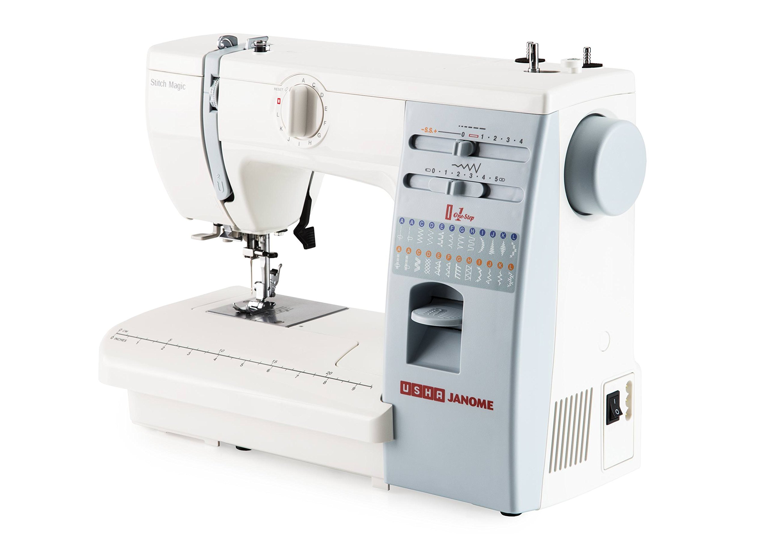 Usha Janome Automatic Stitch Magic Sewing Machine with 57 Stitch Function(White And Blue) - Image 3