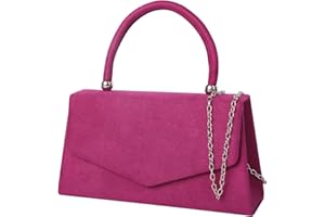 MINICLOSS Bolso de mano de ante para mujer, bolso de mano de ante sintético, ideal para fiestas, bodas, eventos, (tamaño único)