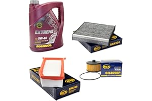 MVH BOCKAUF Inspektionspaket SCT Luftfilter + Innenraumfilter + Ölfilter + Motoröl 5W40
