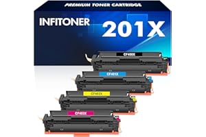 INFITONER (4-Pack) 201X 201A CF400X CF400A Cartouche Toner pour HP Color Laserjet Pro MFP M277dw M277n M252dw M274n M252n M277c6 M277 M252 M274 CF401X CF402X CF403X (Noir Cyan Jaune Magenta)
