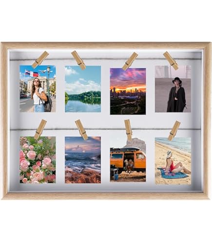 Lot De 12 Cadres Photo En Bois Naturel Pour Décoration Murale Pour