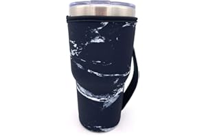 KOSTOO,Funda de neopreno reutilizable para taza de café helado con aislamiento de neopreno, Trenta Starbucks, Donuts grandes Dunkin (solo mangas de taza) Negro mármol