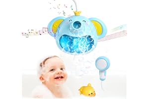 Tenuiskft Jouet de Bain pour Bébé, Douchette Bain Bebe Jouets de Bain pour Enfants, Machine à Bulles avec Musique, éléphant Faiseur de Bulles avec Douche à Eau, Canard Jouet Aquatique pour Enfants