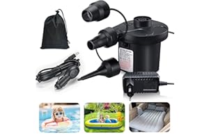 ROSELEE Inflador Electrico 2 en 1 Inflardor y Deflactor Bomba de Aire Eléctrica Portátil con 3 Boquillas Inflador Colchon Hinchable,Deflactor para Piscinas, Barcos, Juguetes Hinchable o Camping