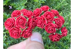 DUONGJAIS BRAND Lot de 50 mini roses en papier de mûrier faites à la main 18 mm pour scrapbooking, mariage, loisirs créatifs (couleur rouge)