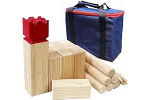 Jac & Mok Kubb Game Set - Hardwood Viking Games -KUBB Throwing Outdoor Games (with Carry Bag, Regulation)