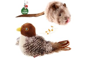 PETGEEK GiGwi - Giocattolo interattivo con piume di gatto, Melody Chaser Chirpy Bird & Mouse Cat Toy peluche per gatti, giocattolo per gatti interni