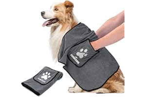 Nobleza Dog Towels, Large Dog Towel, Microfibre Dog Bath Towel, Super Absorbent Dog Puppy Towel Microfiber Pet Towels for Dogs Puppy Drying Towels for Doggy Cats Kitten, Grey, 106x66cm/42x26in