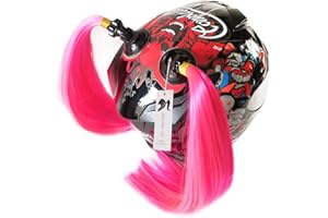 3T-SISTER Helmet Pigtails Motorcycle Helmet Ponytail Braids Helmet Synthetic Hair with Suction Cup Decoration 2PCS 14inch Pink