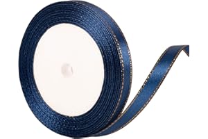 YAAVAAW Nastro di raso blu scuro, 10 mm, 22 m, perfetto per confezioni regalo, Natale, matrimoni e altro ancora