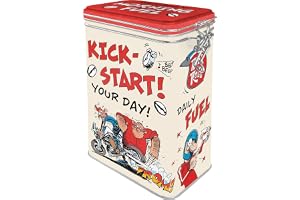 Nostalgic-Art Kaffeburk i retrostil, MOTOmania – Kick-Start Your Day! – Presentidé för mc-fans, Plåtask med aromlock, Deko vi