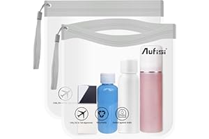 Aufisi Transparente Reise Kulturbeutel, 20 x 20 cm, Flughafensicherheits-zugelassene Flüssigkeitsbeutel, Reise-Kulturbeutel (2 Stück-grau)