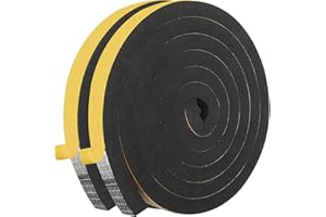 KAPOOSY Weather Stripping Door Seal, 12mm W X 12mm T Adhesive Foam Tape, Window Door Draught Excluder Air Conditioner Gasket Foam Tape, Total Length 4M (2 Rolls)