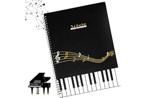 AMJKEJI Music File Folder A4 60Pages Sheet Music Folder Spiral Sheet Music Binder Holder Storage Organizer for Musical Score Paper Paintings Photos (12.4 x 9.34 inch, Black)