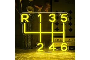 OYCGZV Auto-Getriebe Neon Schild Gelb Led Neon Schild Wand Garage Neon Sign USB Manuelles Getriebe Led Schild für Man Cave Auto Room Garage Reparaturwerkstatt Geschenke für Vater Ehemann Freunde