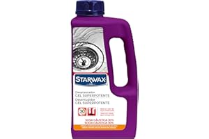 STARWAX - Desatascador Gel Superpotente - Ideal para agua estancada - Actúa en 30 minutos - Fórmula gelificada concentrada con 30% de sosa cáustica - 1L (= 2 Desatascos)