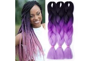 TESS 60cm Meches pour Tresses Africaine 1 paquet 100g Kanekalon rajout cheveux tresses Braids Single Hank Synthetique Braiding Jumbo Braid 60cm(1 pcs) Noir/Pourpre/Pourpre