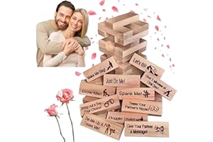 GODEMMIO Torre della lussuria, gioco per adulti, blocchi della passione, 48 pezzi, gioco di coppia per adulti, gioco di San Valentino Tumbling Tower impilabile, gioco di blocchi di legno impilabili per adulti