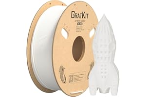 GratKit High Speed PLA Filament 1.75mm, Filament PLA pour Impression 3D Haute Vitesse, Précision Dimensionnelle +/- 0.03mm, Bobine de 1kg, Imprimante 3D Filament, Blanc